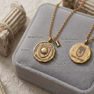 Collier Pendentif Football Thème <span class=keywords><strong>Coupe</strong></span> <span class=keywords><strong>du</strong></span> <span class=keywords><strong>Monde</strong></span> de Football 2026, Personnalisé en Acier Inoxydable, avec Pièce de Monnaie Romaine <span class=keywords><strong>Ancienne</strong></span> - Product Image 2