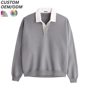 Sudadera de cuello redondo vintage para hombre, jersey de punto lavado, de algodón teñido liso, ropa casual cómoda, con soporte para logotipo personalizado OEM ODM - Product Image 5