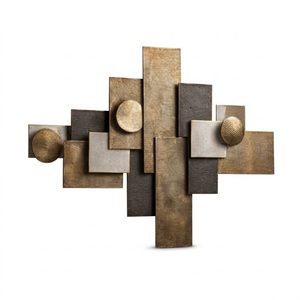 Arte de Pared Geométrico Moderno de Latón, Patrón Irregular Abstracto, Decoración Artesanal de Metal, Montaje en Pared, Pieza Única - Product Image 5