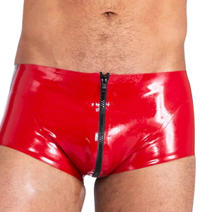 Men Red Patent Leather <b>Shorts</b> Low-Rise Striped Sexy Underwear Temptation Style - Product Image 6