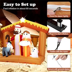 Presepe Gonfiabile in Poliestere Resistente alle Intemperie da 1,8 m per Decorazioni Natalizie da Esterno con 6 Luci LED Integrate - Product Image 6