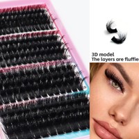 En gros, Livre de faux cils 3D volumineux et épais, 40D-200D, en touffes individuelles, grande capacité, 10-20mm, mixtes et segmentés, pour DIY