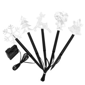 Set di 5 Luci Solari Decorative Natalizie Impermeabili: Renne, Fiocchi di Neve, Campanelle, Albero di Natale e Babbo Natale - Product Image 5