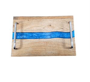 ถาดเสิร์ฟไม้มะม่วงทรงสี่เหลี่ยมผืนผ้าสำหรับห้องครัวและร้านอาหารงานฝีมือคุณภาพดีไซน์เรซินอีพ็อกซี่ริเวอร์ - Product Image 1