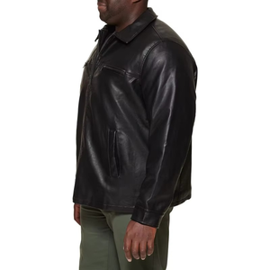 Fashionable Best Men's Plus Size Genuine Leather Jacket with Stand Collar and Front Logo Waterproof <b>Winter</b> Reasonable Price - Product Image 2