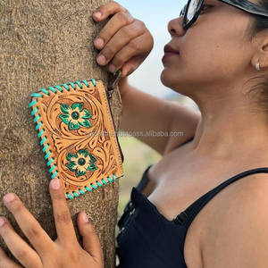 กระเป๋าใส่เหรียญทำจากหนังขนสัตว์สีน้ำตาลทำมือใหม่กระเป๋าซิปใส่เหรียญรูปทรงสี่เหลี่ยมผืนผ้าขนาดเล็กน่ารักใหม่ - Product Image 2