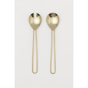 Ensemble de cuillères et fourchettes à salade au design vintage, en acier inoxydable et manche en laiton, pour la maison et les événements - Product Image 4