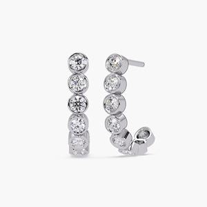Modern Round Lab Diamond Bezel Drop Huggie <b>Earrings</b> 0.80CT 14K Gold Minimalist Everyday Diamond <b>Hoop</b> <b>Earrings</b> Women - Product Image 4
