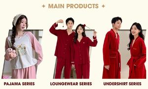 V-Neck Long Sleeve Cotton Spandex Blend Women Loungewear Breathable and Soft Sleep <b>Suit</b> for Home and Outdoor Wear L-LXL Size - Product Image 5