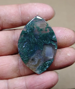 Ágata Musgosa de Alta Calidad, Gema Suelta, Corte Marquesa, Cabujón de Cuarzo con Patrón Verde para Joyería y Regalos - Product Image 3