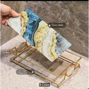 Rectangular Bathroom Tray Handmade White Marble Trays With Gold <b>Border</b> Design Decorative Vanity Trays For Bathroom Organization - Product Image 6