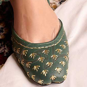 Laser-Cut Printed Anti-Slippery Calming Green <b>Khussa</b> Faux Leather Fashion Trend Customizable Design for All Seasons - Product Image 6