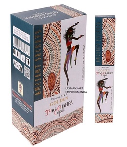 Bâtons d'encens aromatiques indiens roulés à la main Golden Vijayshree Masala, Palo Santo + Copal + Sauge blanche, paquet de 15g, vente en gros - Product Image 5