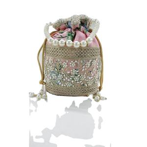 Sacs de poignet indiens faits à la main pour femmes Mini Potli haute qualité décoration en dentelle fermeture à cordon doublure en Satin toutes saisons - Product Image 1