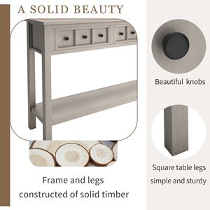 Consolle rustica da ingresso da 60 pollici con cassetti di diverse dimensioni e ripiano inferiore per lo stoccaggio - Product Image 5