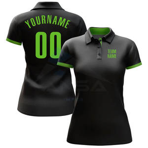 Polo de Golf Personalizado en Negro y Verde Neón, Transpirable y de Secado Rápido, para Entrenamiento de Golf y Uso Casual - Product Image 2