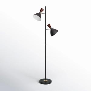 Lampe sur pied élégante blanche avec abat-jour en lin pour les espaces intérieurs minimalistes - Product Image 1