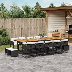 Juego de Comedor para Jardín en Negro y Crema - Product Image 1