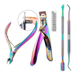 Lot de 5 pièces pour le soin des ongles : Coupe-cuticules magnétiques, Coupe-ongles droit, Repousse-cuticules métalliques aiguisés, Dissolvant de gel pour peaux mortes, pour les ongles des pieds et des doigts - Product Image 1