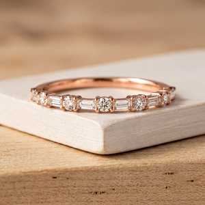 Bagues en diamant taille baguette pour femmes, or massif jaune, blanc ou rose 10k, 14k, 18k, pureté E, VVS, bijoux fins pour femmes - Product Image 4