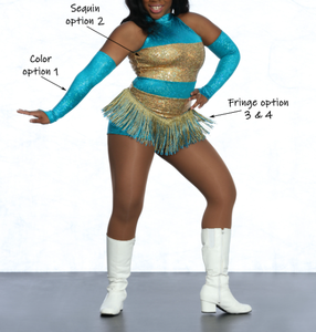 Ensemble d'échauffement de cheerleading : veste et jupe personnalisables avec strass, 100 % polyester, logo personnalisé ODM - Product Image 5