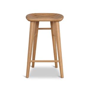 Chaise de bar moderne en teck, tabouret de bar minimaliste en bois massif pour îlot de cuisine, restaurant, café, fournisseur de meubles pour la maison - Product Image 2
