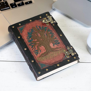 Diario de Cuero Árbol de la Vida, Tapa Dura, Grabado, Cuaderno de Viaje Rústico, Cierre de Latón Antiguo, Cuero Genuino, Regalo - Product Image 4