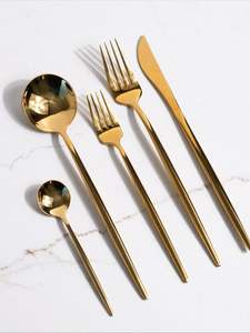 Juego de Cubiertos de Satén Dorado Premium al por Mayor, Vajilla para Bodas y Restaurantes - Product Image 2