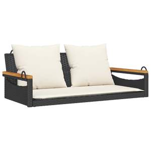 Banco Columpio de Ratán Sintético Negro con Fundas Extraíbles, Muebles de Patio Elegantes - Product Image 2