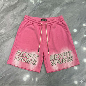 กางเกงกีฬาขาสั้นสีเหลืองสำหรับผู้ชายแบบกำหนดเอง REXFIT SPORTS กางเกงกีฬาพิมพ์ลาย กางเกงออกกำลังกายระบายอากาศได้ดี กางเกงขาสั้นสตรีทแวร์ผ้าฝ้ายผสม - Product Image 2