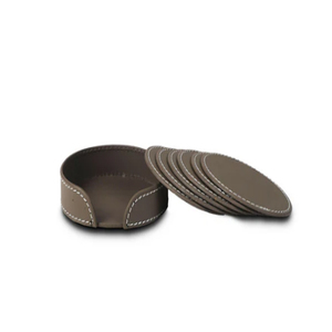 Leather Coasters Tan Leather Coaster With Holders - Product Image 3