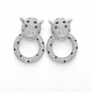 Grandes boucles d'oreilles pour femme style martre de porte en argent sterling 925 avec diamants de laboratoire certifiés IGI - Product Image 4