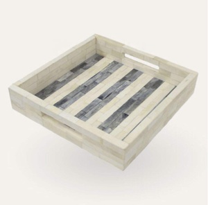 Luxury Art Deco Bone Inlay Serving <b>Tray</b> with Intricate Floral Design for Birthday Celebrations and Living Room Decor - Product Image 6