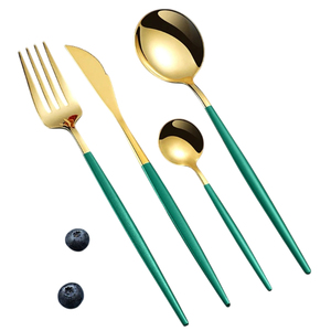 Trending Metal Cutlery Set With Enamel Handles High Quality Dishwasher Safe Home Hotels Wedding Dinnerware Flatware Set - Product Image 5