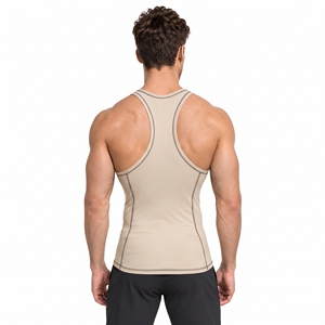 Camiseta de Compresión sin Mangas para Hombre, Estilo Racerback, para Entrenamiento, con Logotipo Personalizado, Camiseta Deportiva - Product Image 3