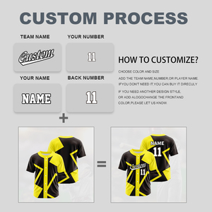 Camiseta de Béisbol Sublimada Personalizada para Adultos, Negra, Roja y Amarilla, con Nombre del Equipo 00, Manga Corta, Cierre de Botones, Unisex, Poliéster, Deportiva - Product Image 6