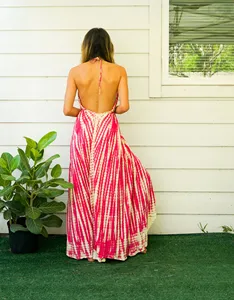 Vestido Largo Informal de Playa para Mujer, Estilo Bohemio, de Rayón, con Cuello en V, Estampado Tie Dye, Sin Mangas, para Vacaciones - Product Image 3