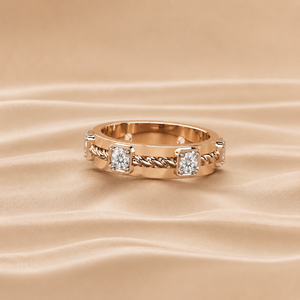 1 CTW รอบตัดสามหิน Moissanite แหวนทองสีเหลืองถักแหวนแต่งงานที่เรียบง่ายสำหรับผู้หญิง - Product Image 4