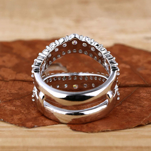 Double Row Moissanite Wrap <b>Ring</b> Open Wedding Band Luxury <b>Statement</b> <b>Ring</b> Diamond Anniversary <b>Ring</b> for Women 925 <b>Silver</b> 14K Gold - Product Image 3