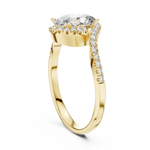 Anillo de Compromiso de Moissanita con Corte Ovalado, Anillo de Boda de Oro Amarillo con Halo y Tallo Dividido para Mujer, Joyería Fina - Product Image 2