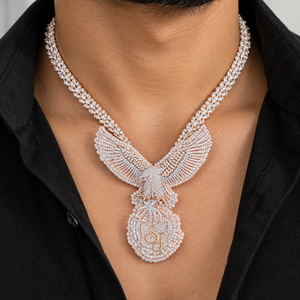 จี้เพชร SHRAMAN DIAMOND เงินแท้ 925 สไตล์ฮิปฮอป รูปนกอินทรีประดับเพชรโมอิสซาไนต์เคลือบทองคำชมพู งานสั่งทำพิเศษ สำหรับผู้ชาย ใส่ไปงานพรอม ปาร์ตี้ หรือสำหรับแร็ปเปอร์ - Product Image 2