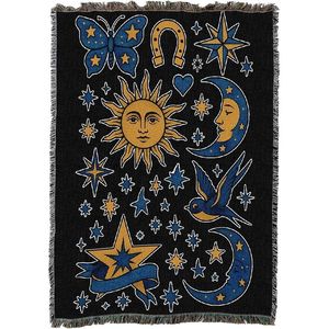 Coperta in Tessuto con Design Tradizionale Americano Celestiale Blu, Realizzata in Cotone USA 50x60 Pollici - Product Image 1