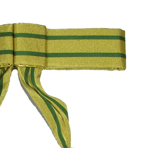 Ceinture en tissu rayé vert et or avec pompons, largeur 4 cm, matière polyester - Product Image 5