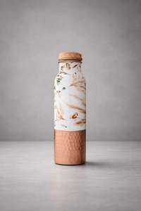 Botella de Agua de Cobre con Base Martillada, Ecológica, Capacidad de 1L, Portátil, para Bebidas al Aire Libre, Beneficios para Ayurveda y Yoga - Product Image 5