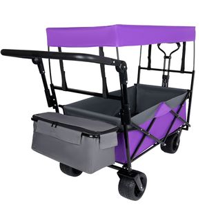 Lightweight Foldable 480Lbs Collapsible Wagon Cart with Push Handle 7\" All Terrain Wheels for <b>Camping</b> - Product Image 3