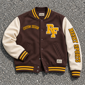 Veste de sport RexFit unisexe, style Letterman, manches en chenille surdimensionnées, typographie personnalisée, boutons pression, streetwear, OEM - Product Image 2