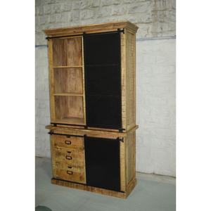 Vitrine de présentation en bois de manguier massif antique classique Style industriel européen fer métal coulissant extensible pour chambre à coucher - Product Image 3