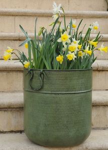 Panier à fleurs en métal style ferme avec poignée en corde, blanc vieilli, pour fleurs artificielles, décoration intérieure - Product Image 2