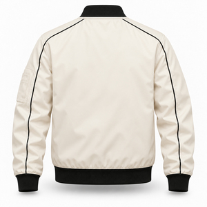 Chaqueta Bomber de Cuello Alto para Hombre, Primavera-Otoño, Venta al por Mayor, Chaqueta de Béisbol con Cierre, Color Beige - Product Image 3