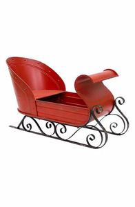 Décoration de Noël en métal rouge, traîneau du Père Noël, ornement traditionnel fait à la main - Product Image 6